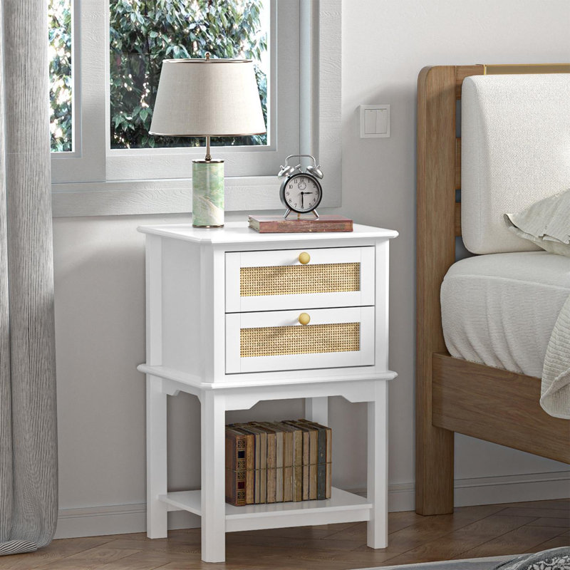 Ariyona 28"H Nightstand White bed table with 2 Drawers for Living Room