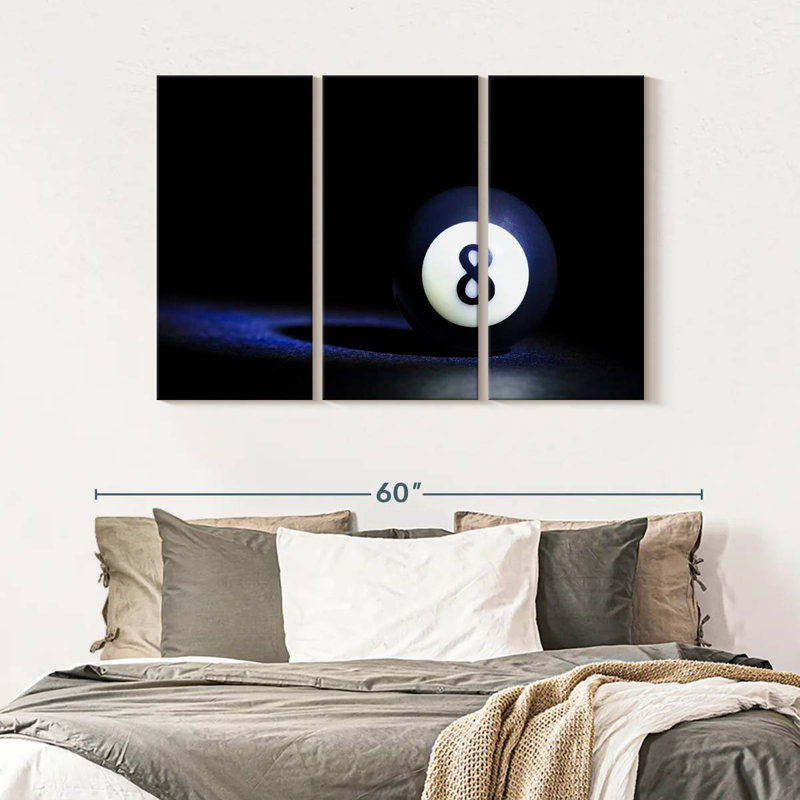 «8 Ball», 3 pièces sur toile, H 32 po x l 50 po x P 1,25 po