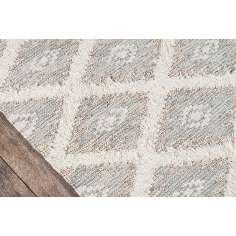 Wool Geometric Area Rug in Gray, Rectangle 2' x 3'