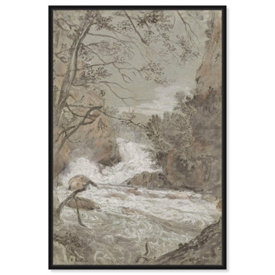 River with a Waterfall Canvas Vintage Landscape Art by Art Remedy