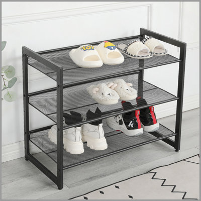 3-Tier Adjustable Shoe Rack, Freestanding Shoe Storage Organizer with Storage Shelves suitable for Front Door Entrance, Entryway
