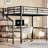 Adonia Size Metal Loft Bed With L-Shaped Desk, USB, LED, And Wardrobe, Ideal For Space-Saving And Multifunctional Living-1143045083