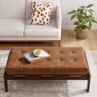 Izaic 48.4" Rectangle Tufted Upholstered Cocktail Ottoman by Ebern Designs