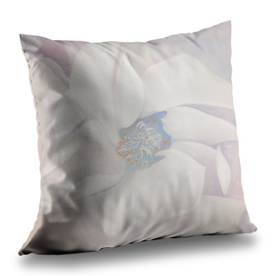 Delicacy Blue Floral Botanical Poly Twill Throw Pillow - Insert