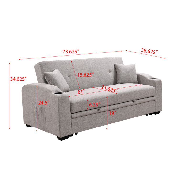 Versatile Sofa Bed With Adjustable Backrest And Hidden Storage For All Spaces, Light Grey