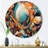 Orange And Blue Geometric Vibrations IV - Abstract Geometric Round Wall Art on Metal-88599076