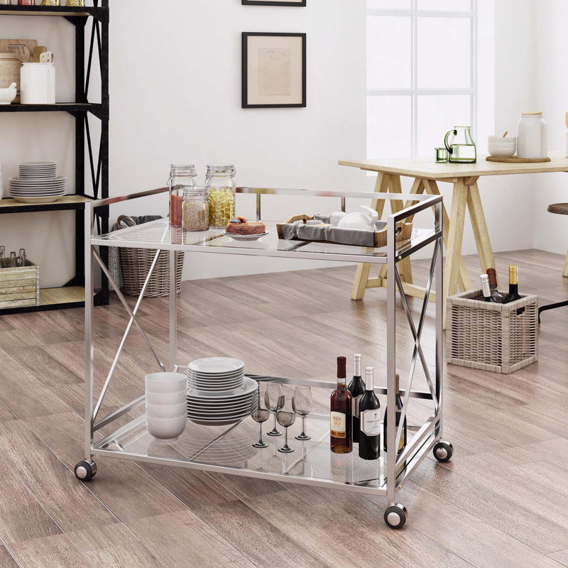 Chariot-bar moderne argent - élégant et fonctionnel