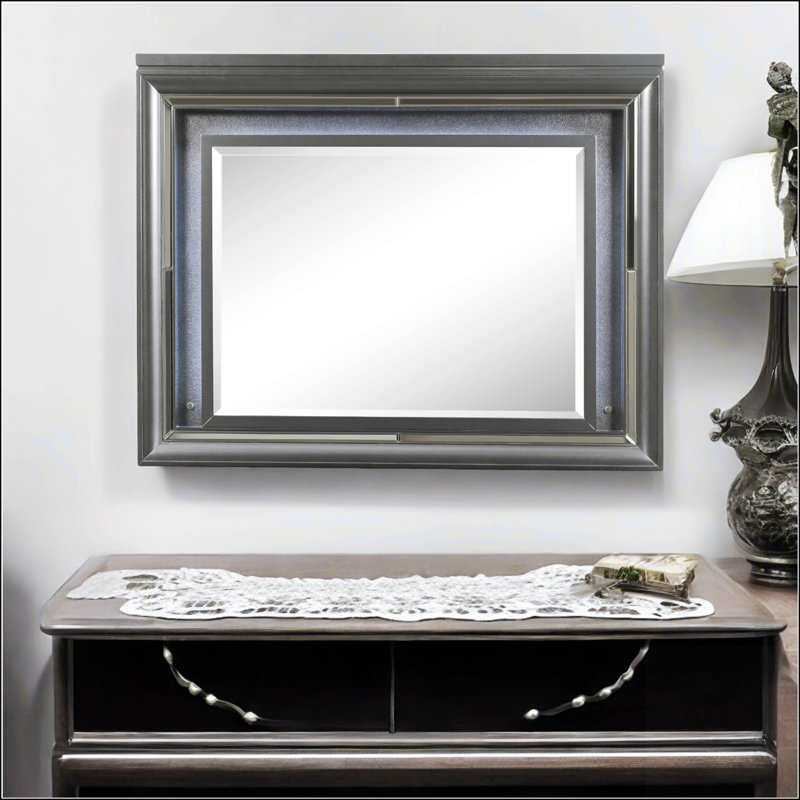 Miroir à finition grise avec DEL