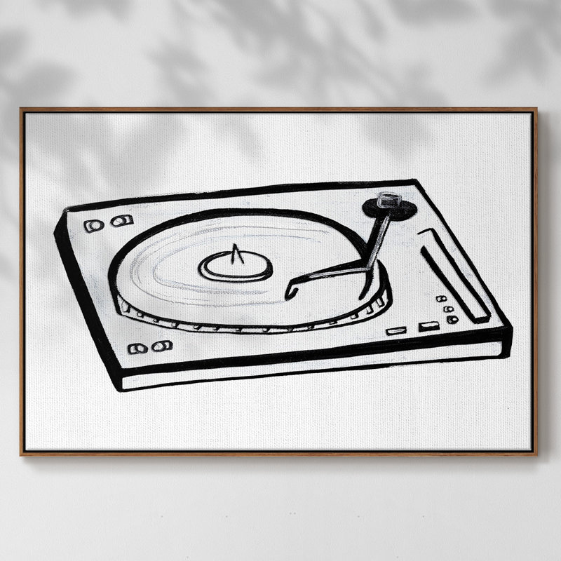 Esquisse en vinyle, H 17 po x l 25 po x P 2 po, Toile avec cadre noyer