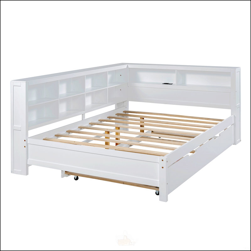 Lit de jour en bois avec lit gigogne simple