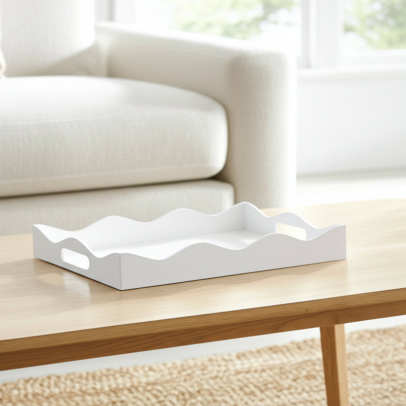Acrylic Tray With Handles, White
