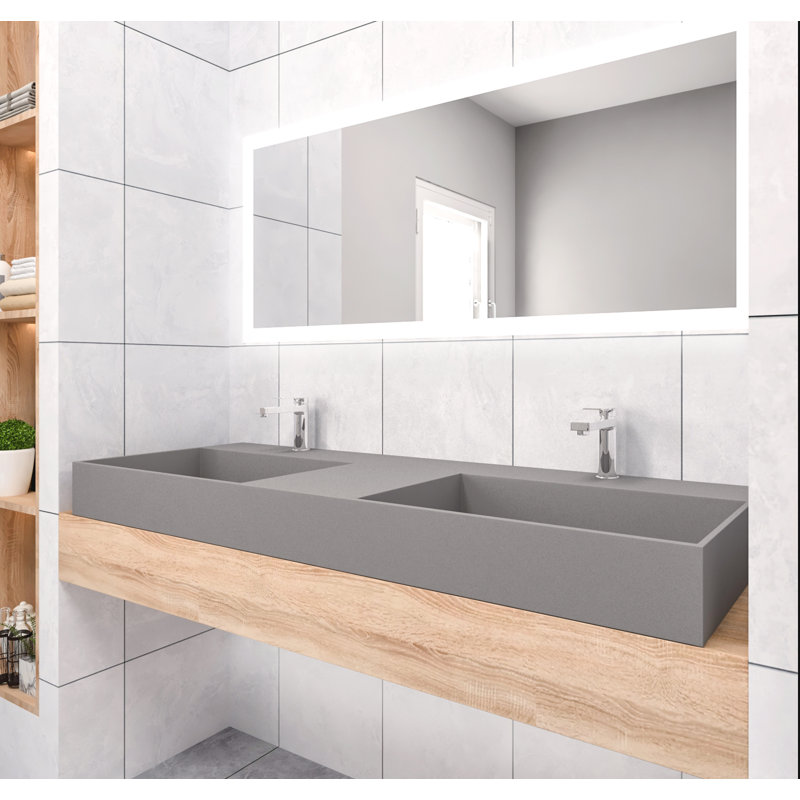 Juniper 60" Rectangular Vessel Bathroom Sink, Gray