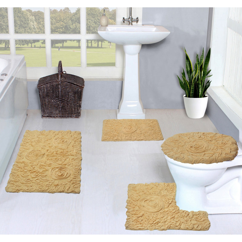 Alamanno 4 Piece Bath Rug Set, Yellow