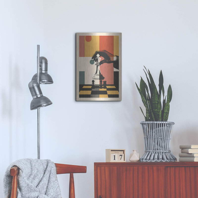 «The Chess Player» par Andreas Magnusson, art mural en métal, H 24 po x l 16 po