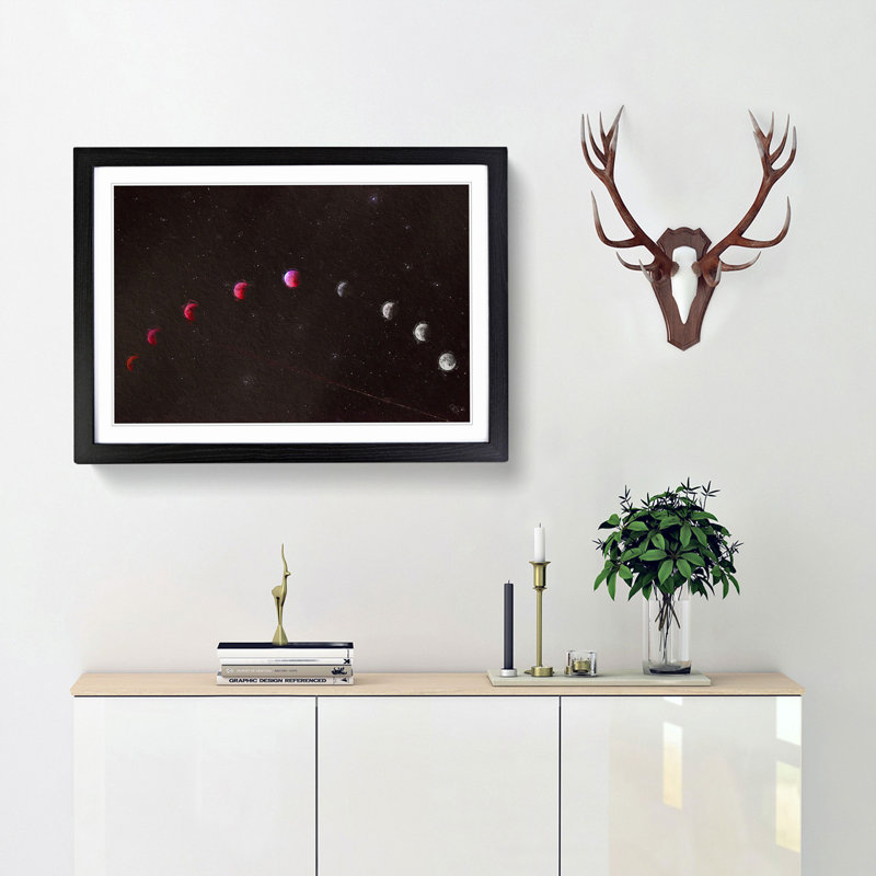 Lunar Eclipse - Picture Frame Painting Print, 36cm H x 48cm W x 2cm D, Black Framed