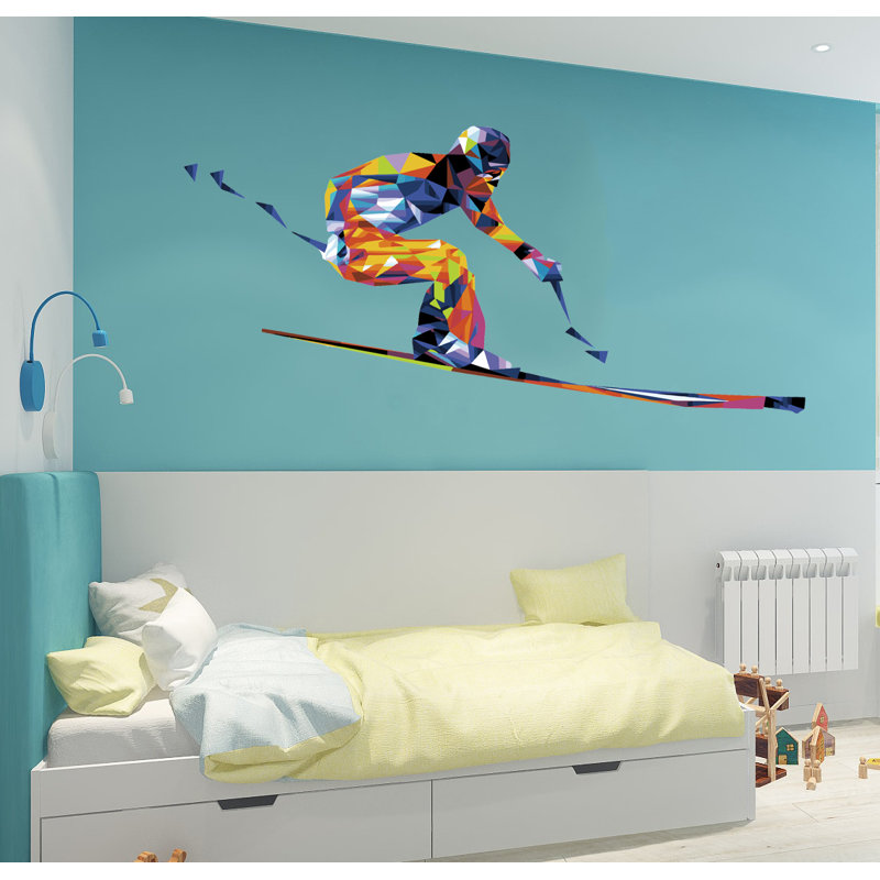 Adhésif décoratif skieur, H 46 po x l 92 po