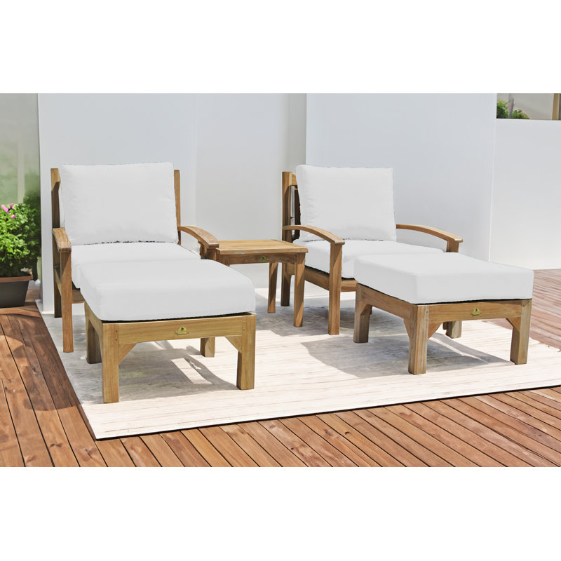 Ensemble de conversation en teck avec coussins Sunbrella 5 pièces Huntington, Sunbrella® granit