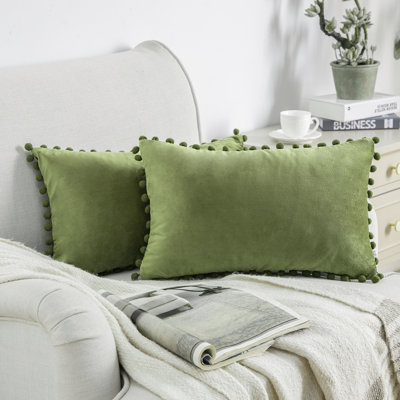 Phantoscope Silky Velvet Series Pom-poms Decorative Throw Pillow