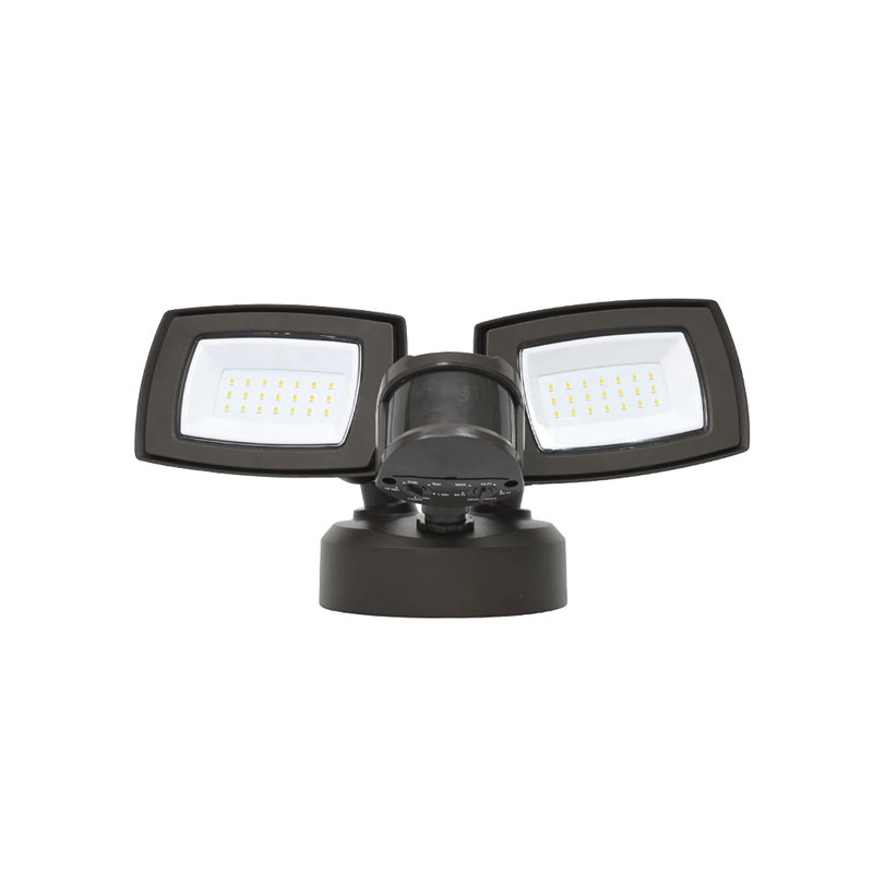 Twin Head Motion-Activated Flood Light - 3000 Lumens - 4000K, Bronze