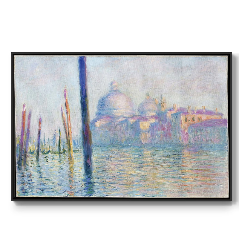 Le Grand Canal à Venise, 1908 01, Toile encadrée noire à coins fermés, H 17 po x l 25 po x P 2 po