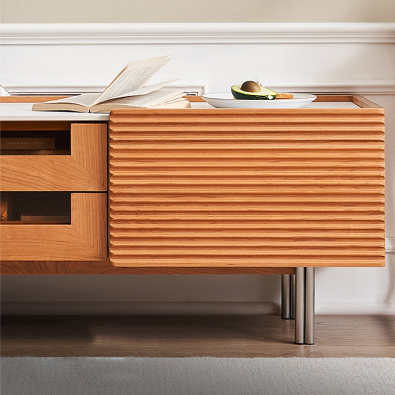 Meuble télé en cerisier de style italien, 78.74"