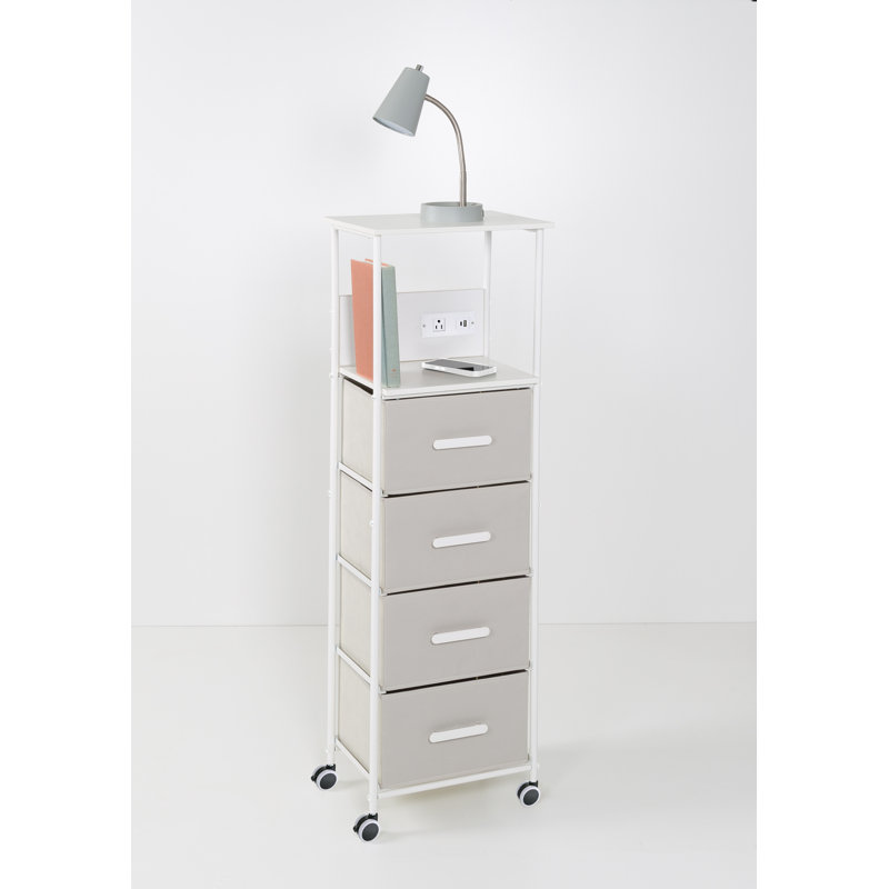 4-Drawer Storage Cart with USB and Outlet
