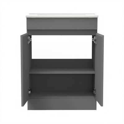 Naylaa 600mm Single Bathroom Vanity with Drop In Ceramic Basin