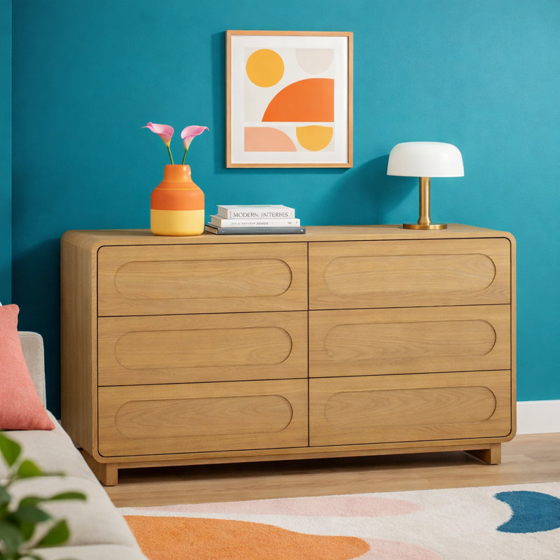 Commode 6 tiroirs Tenley, Naturel