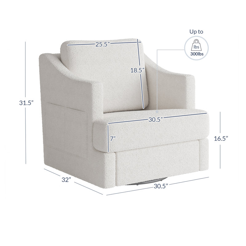 Shuksan Upholstered Swivel Armchair, White Polyester