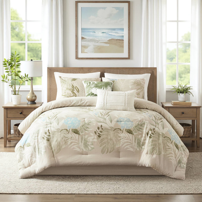 Queen Oversized 6 - Piece Comforter With Removable Pillow Covers Labeled, Easy Care Throw Weave, , Proof