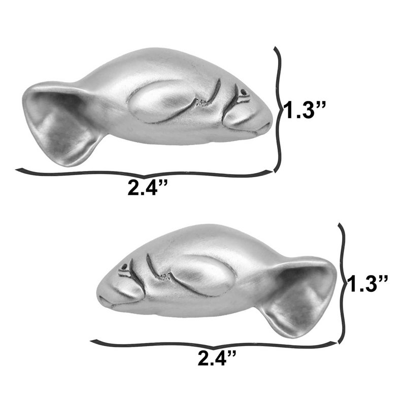  2 3/8" Manatee Knobs - Matched Pair - Left and Right Facing, Brushed Nickel