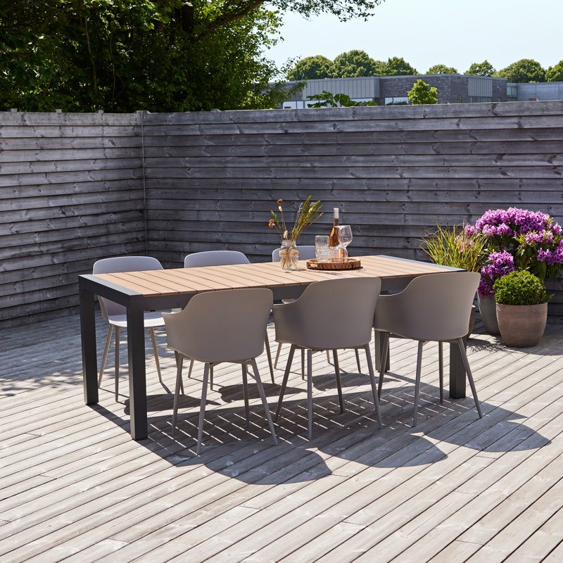 Monzeratt 6 - Person Patio Dining Set with Extendable Rectangular Table, White