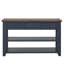 Console en bois de pin massif 48 po, table d'appoint moderne avec 3 tiroirs de rangement et 2 tablettes. Facile à assembler (bleu marine + plateau brun (ancien SKU: W120246667-1160974514-1160974515