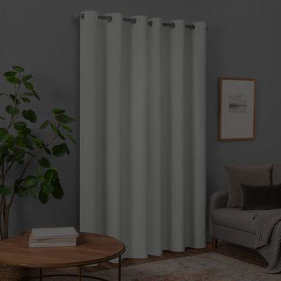 Eclipse Blackout Curtains, Pembroke Faux Linen Grommet Window Curtains, 63 in long x 42 in wide, Thermal Insulated and Noise Reducing Curtains for Living Room, Bedroom or Media Room, 2 Curtain Panels, Charcoal