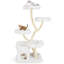 Freestanding Cat Tower Tall Cat Tree w/Flower-shaped Platforms-White