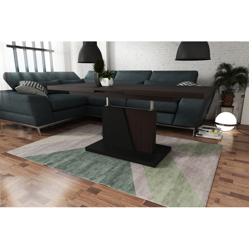 Noires Lift Top Pedestal Coffee Table, Walnut/Black