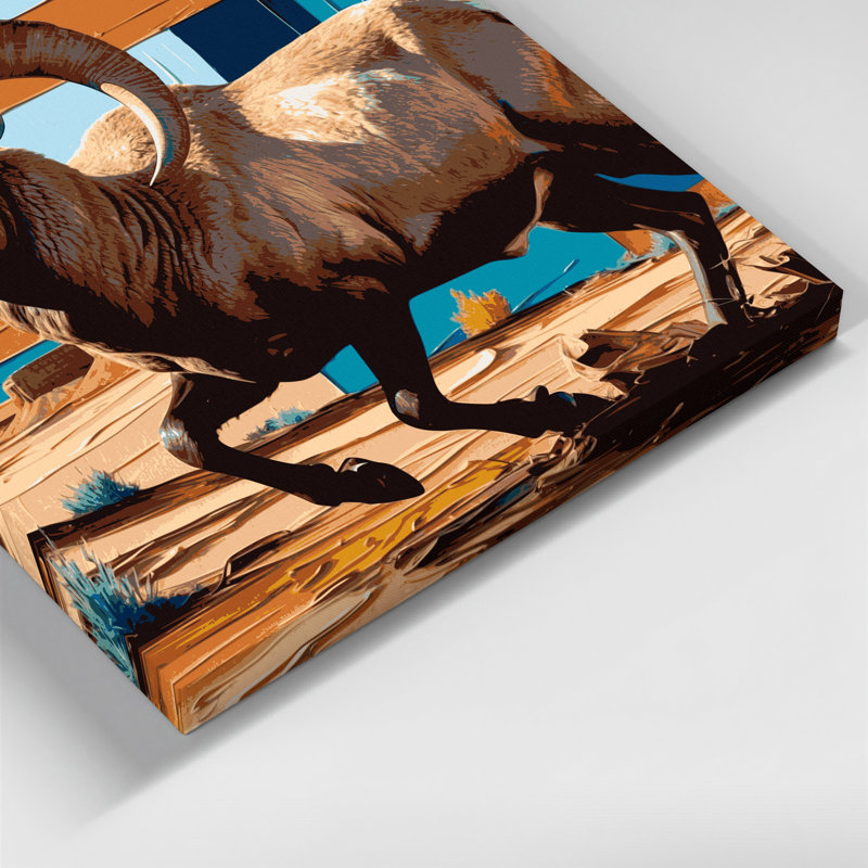 «Southwestern Animals» Bighorn Sheep 7, art mural sur toile brune, H 8 po x l 10 po