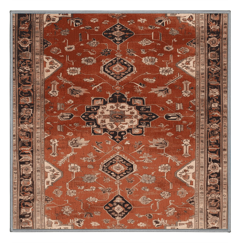 Tapis brun lavable à la machine, Carré 5 pi