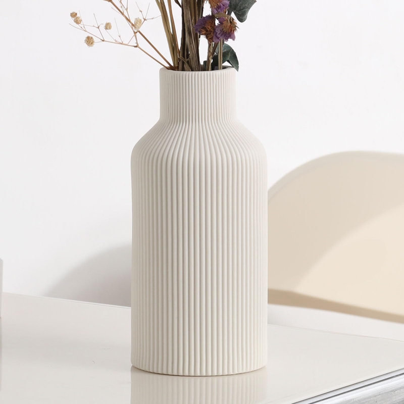 8" Ceramic Vase, Blanc