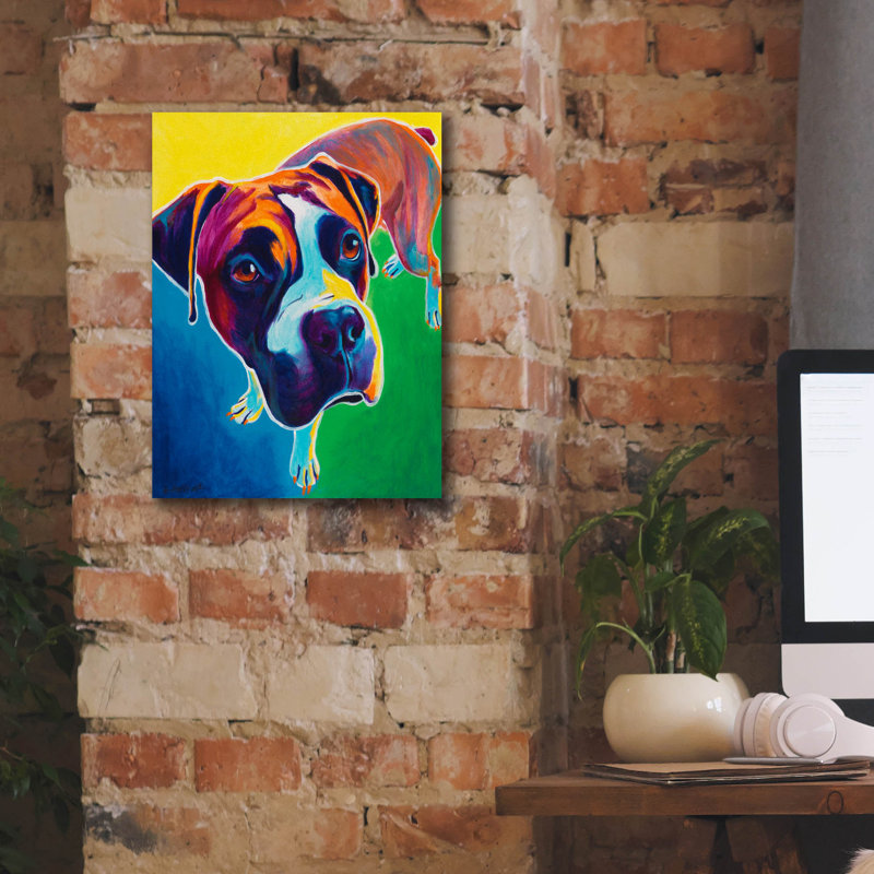 «Boxer - Johnny» par Dawg Painter, H 16 po x l 12 po x P 0,75 po