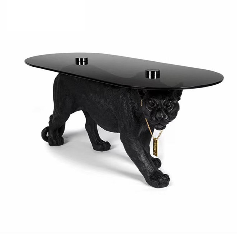 Glass Top Coffee Table, Black