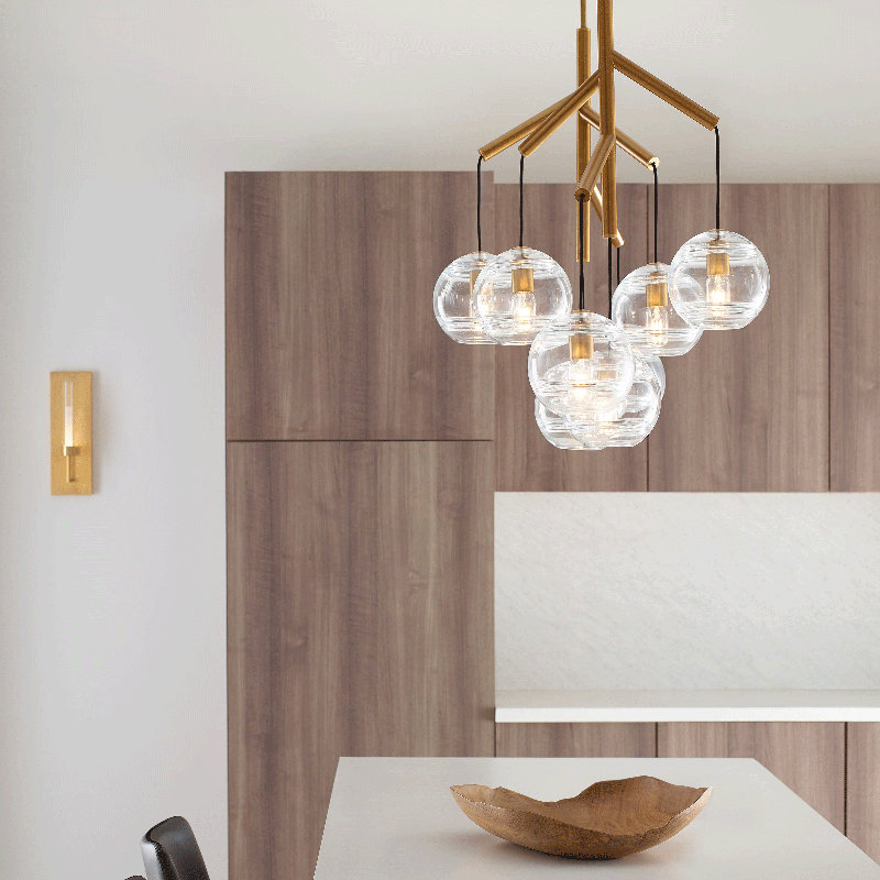 Sedona 8 - Light Chandelier, Aged Brass, Clear, Yes