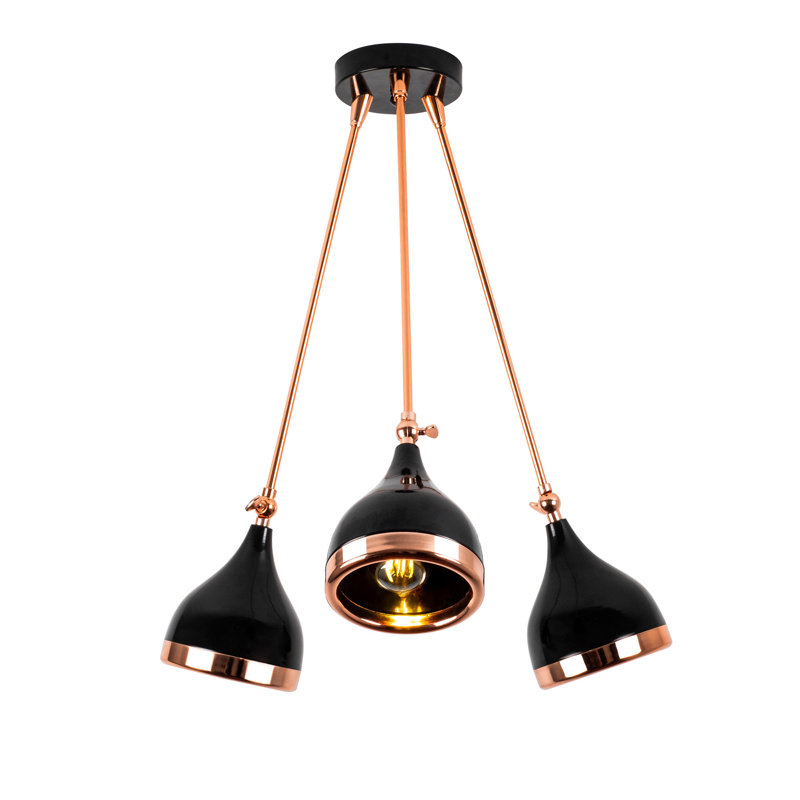 Wooster 3 - Light Black Copper Unique/Statement Pendant, Black Copper
