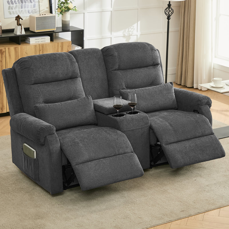 Canapé inclinable deux places pour VR avec console, canapé inclinable compact, Gris