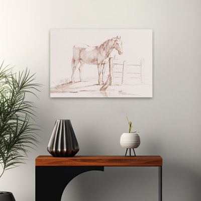 Contemporary And Modern Standing Horse At A Fence