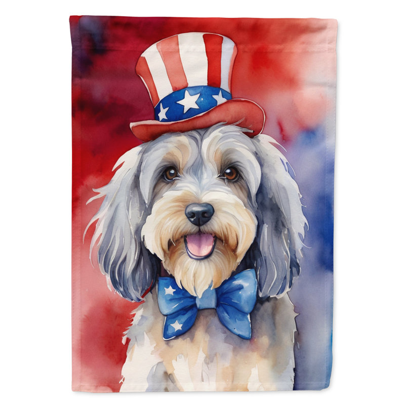 Drapeau patriotique du jardin américain, Terrier tibétain brun / gris