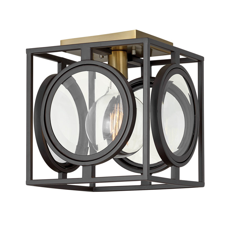 Fulham 1 - Light 10" Caged Geometric Flush Mount, Buckeye Bronze