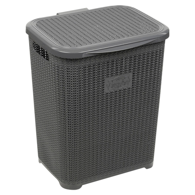 Plastic Laundry Basket, Grey