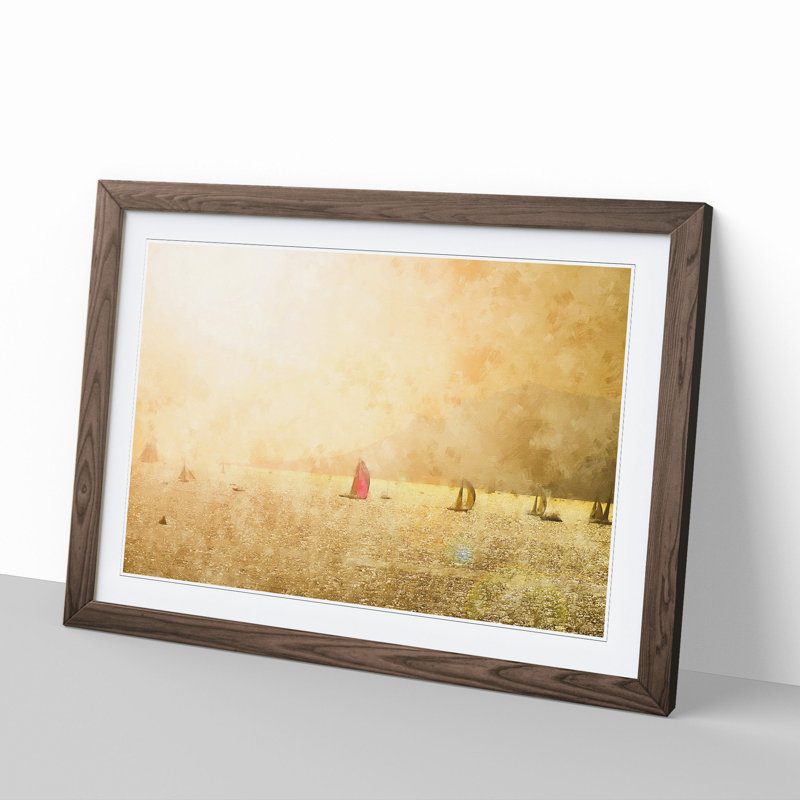 Sailing Boats - Picture Frame Graphic Art, 36cm H x 48cm W x 2cm D, Walnut Framed