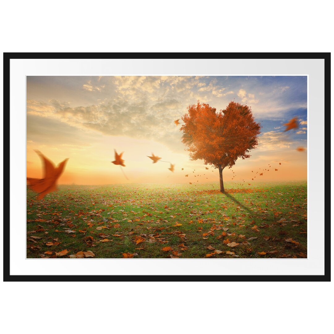 Gerahmtes Poster Herzbaum im Herbst